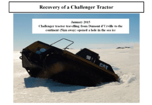Challenger stacked in seaice - operation in Adélie Land / Dumont d'Urville for winterised IPEV Caterpillar / William Adams