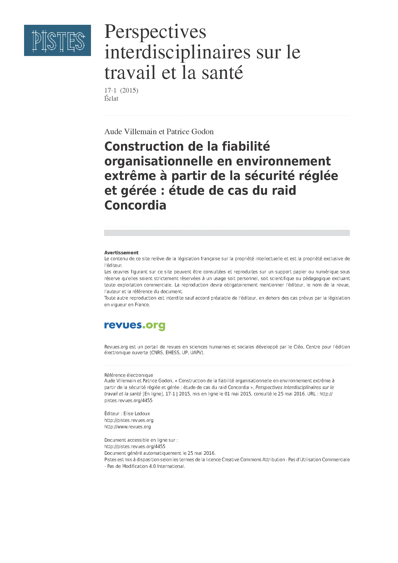 Abstract Article Pistes 2015