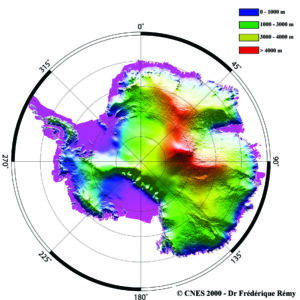 Surface & altitudes of the Antarctic continent